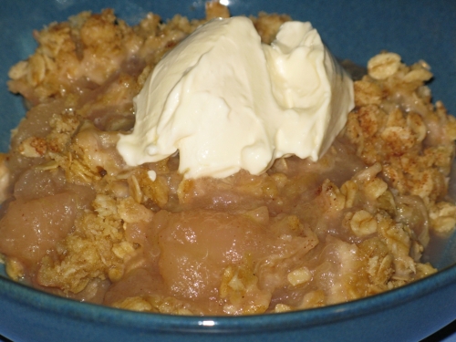 Apple and Rhubarb Crumble with Hastings Valley Honey Yoghurt