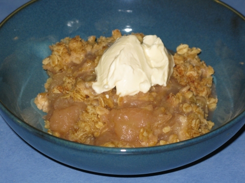 Apple and Rhubarb Crumble with Hastings Valley Honey Yoghurt