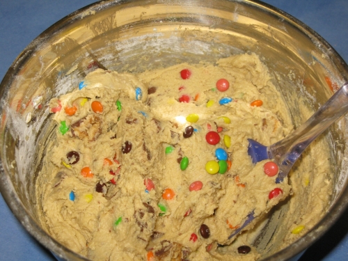 Chewy Melty Snickers and M&M Cookies