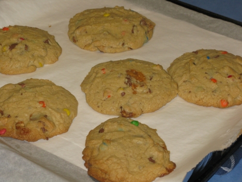 Chewy Melty Snickers and M&M Cookies