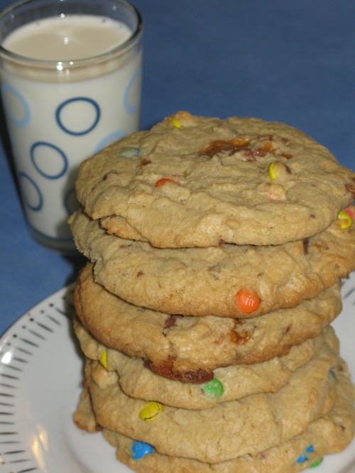Chewy Melty Snickers and M&M Cookies