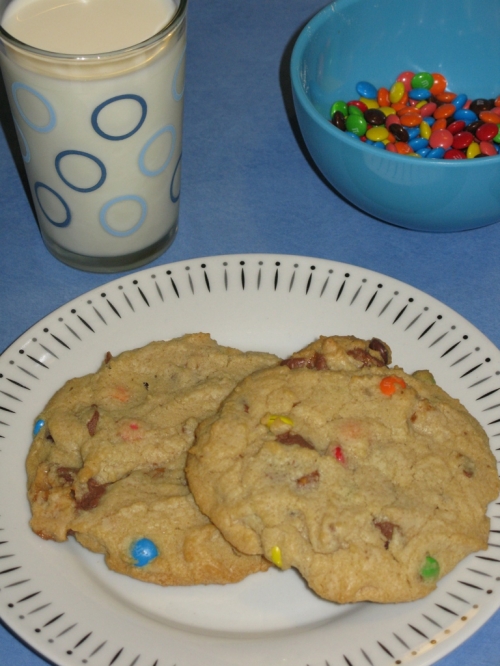 Chewy Melty Snickers and M&M Cookies