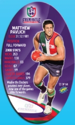 #22
Matthew Pavlich

(Back Image)