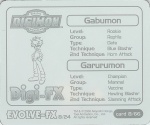 #8
Gabumon<br />Garurumon

(Back Image)