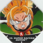 #15
Super Saiyan Goten
Power 17,000,000
Fire<br />Red Back<br />Cut #1 (&reg;)
(Front Image)