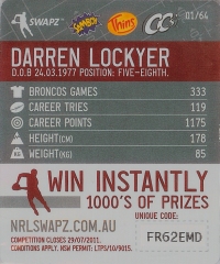 #1
Darren Lockyer

(Back Image)