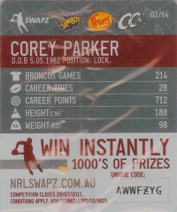 #2
Corey Parker

(Back Image)