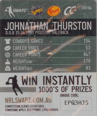 #9
Johnathan Thurston

(Back Image)