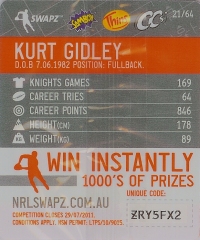 #21
Kurt Gidley

(Back Image)