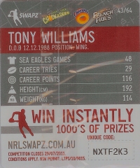 #43
Tony Williams

(Back Image)