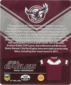 #38
Manly Warringah Sea Eagles

(Back Image)